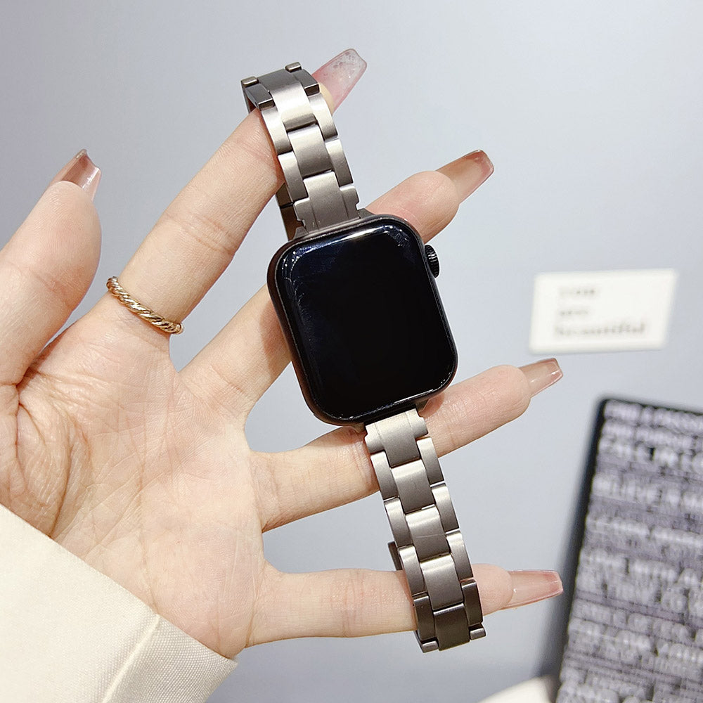 For Apple Watch Series 9 8 7 41mm / 6 5 4 SE (2023) SE (2022) SE 40mm / 3 2 1 38mm Watch Band 3-Bead Strap - Titanium For Apple Watch Series 9 8 7 41mm / 6 5 4 SE (2023) SE (2022) SE 40mm / 3 2 1 38mm Watch Band 3-Bead Strap - Titanium